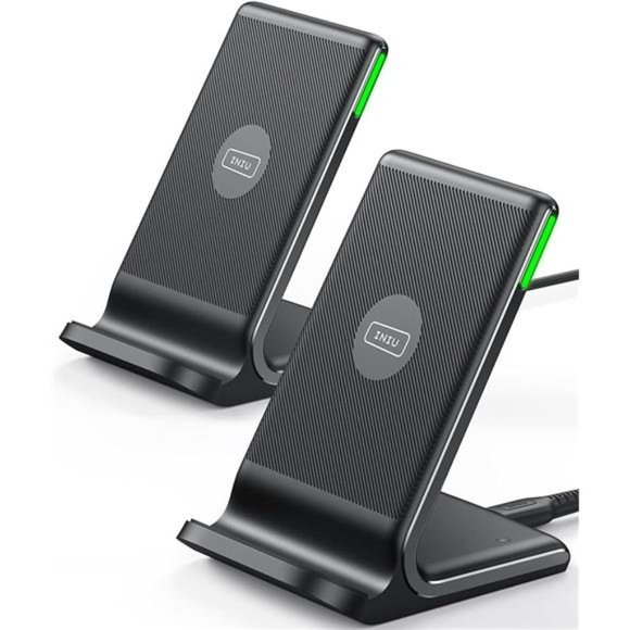 [2-Pack] Wireless Charger, 15W Fast Wireless Charging Stand with Sleep-Friendly - Picture 1 of 7